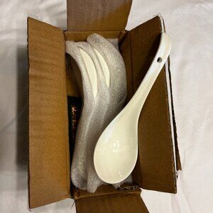 NEW set of ceramic Asian soup spoons.